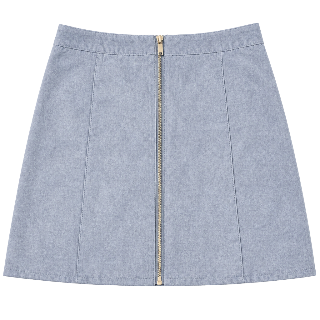 Divided by H&M Blue Faux Suede Mini Skirt with Front Zip Size US 6 1