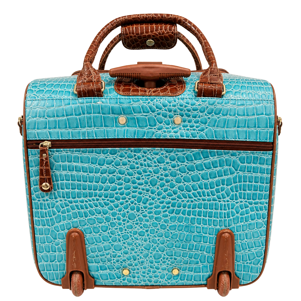 NEW SAMANTHA BROWN ROLLING EMBOSSED BABY CROC WHEELED WEEKENDER RADIANT ORCHID 1