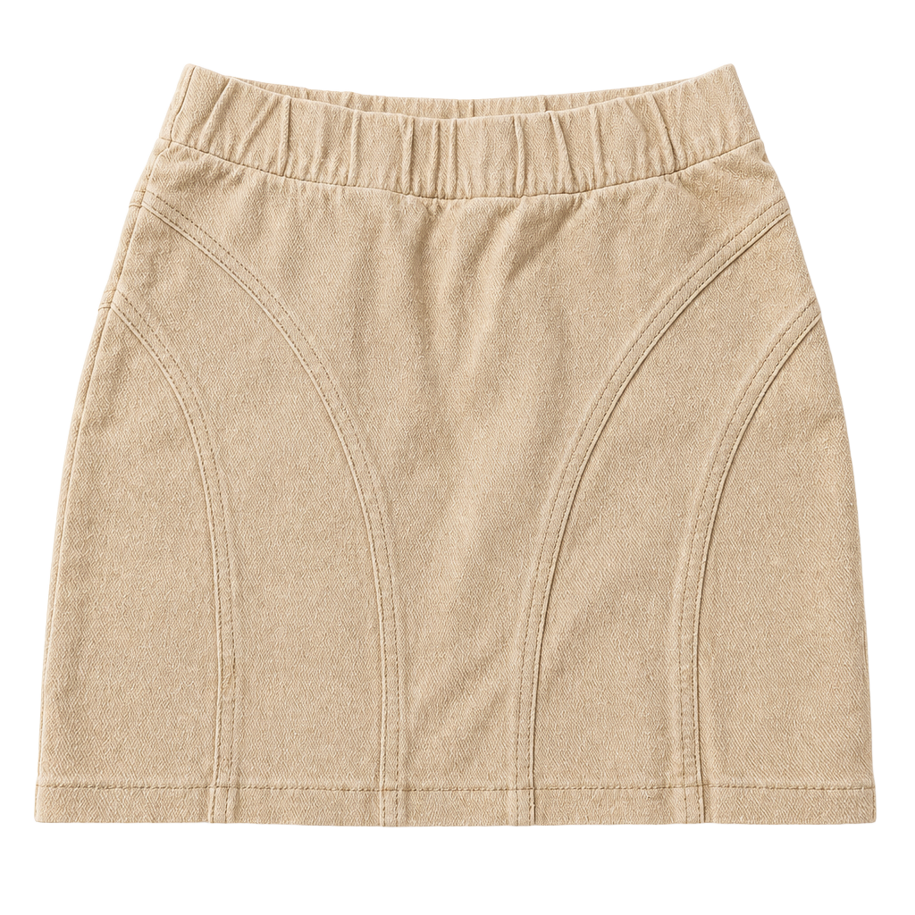 H&M Tan Elastic Waistband Paneled Mini Skirt Size 4 1
