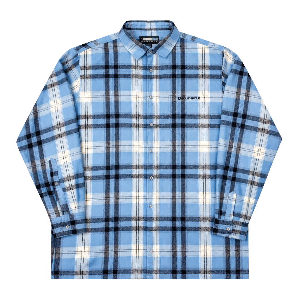 Early 2000s Southpole Plaid Flannel Button Up Shirt Size XXL Blue Long Sleeve 1