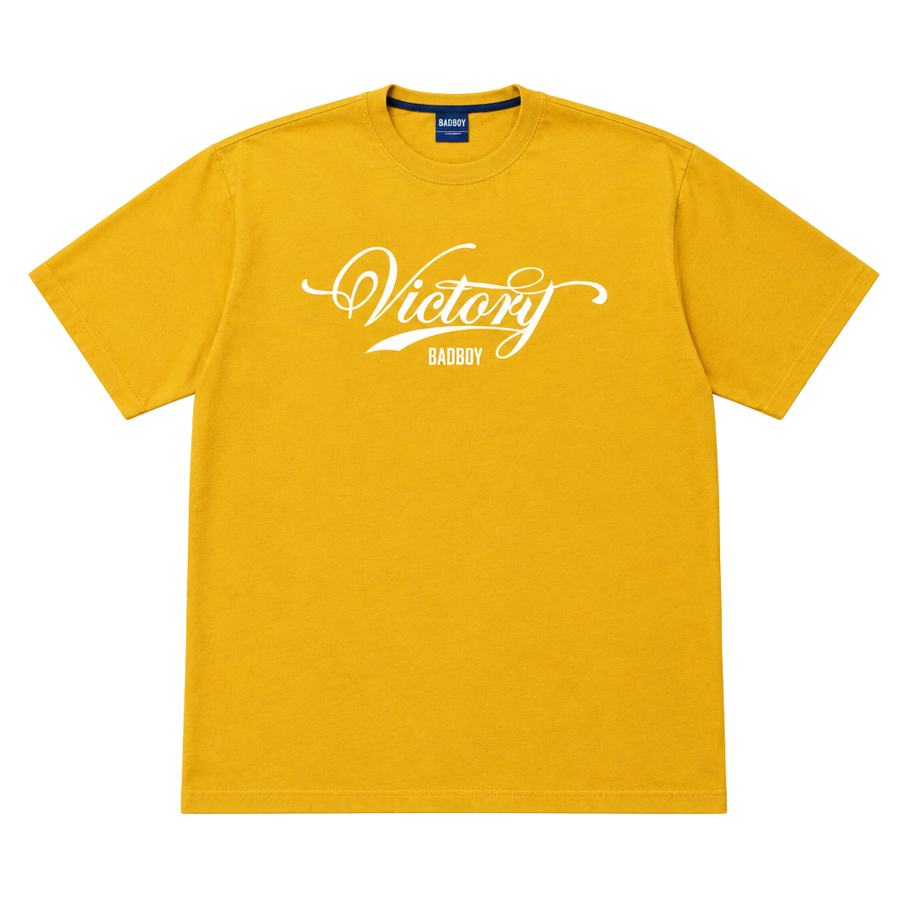 Early 2000s Bad Boy Victory Graphic T-Shirt Size 2XL Gold Yellow Short Sleeve 1
