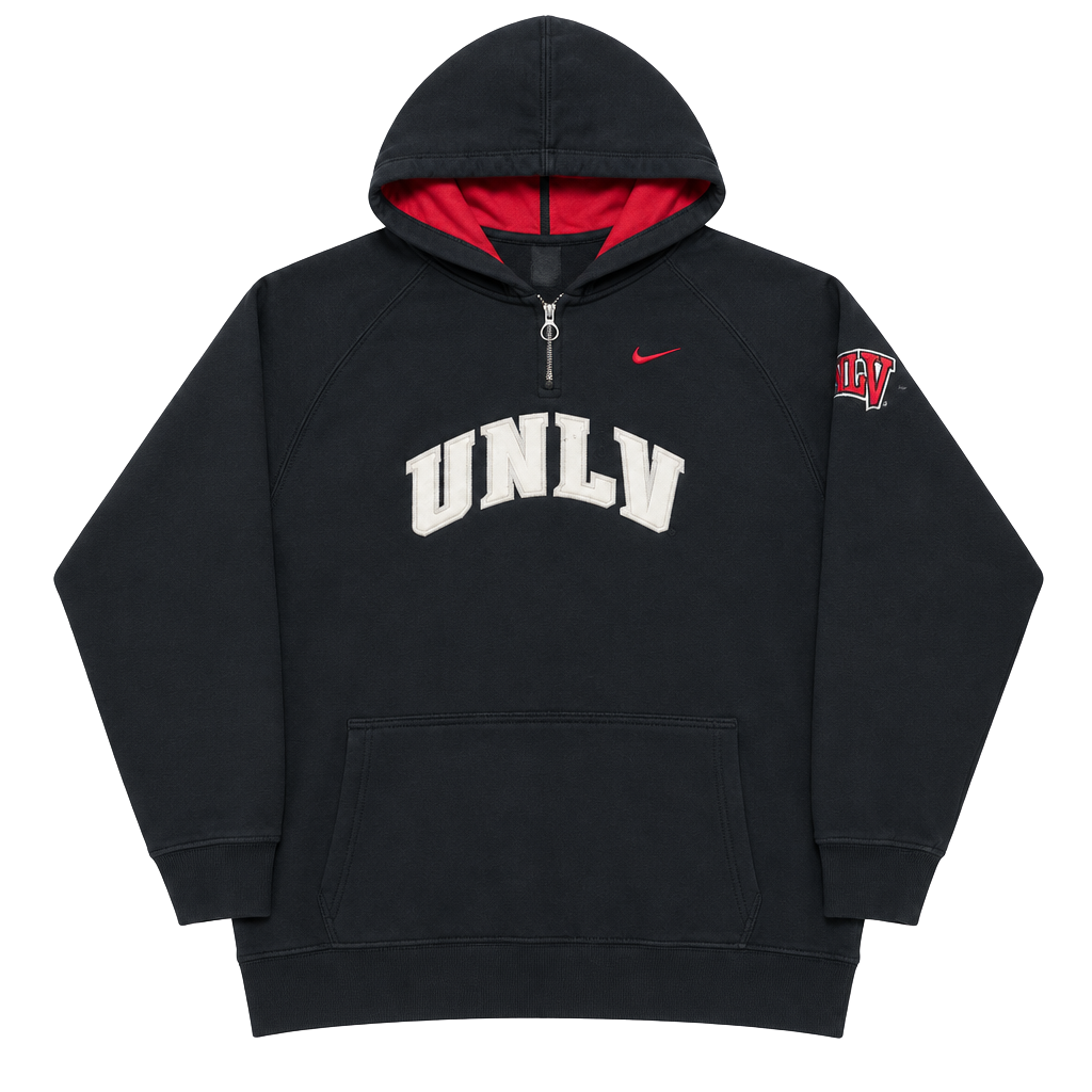 Early 2000s Nike Team High Quality UNLV Quarter Zip Hoodie Size XL Black College Apparel 1