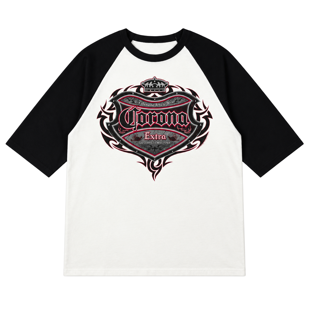Corona Extra Raglan T-Shirt Size 2XL Black White Graphic Tee 1