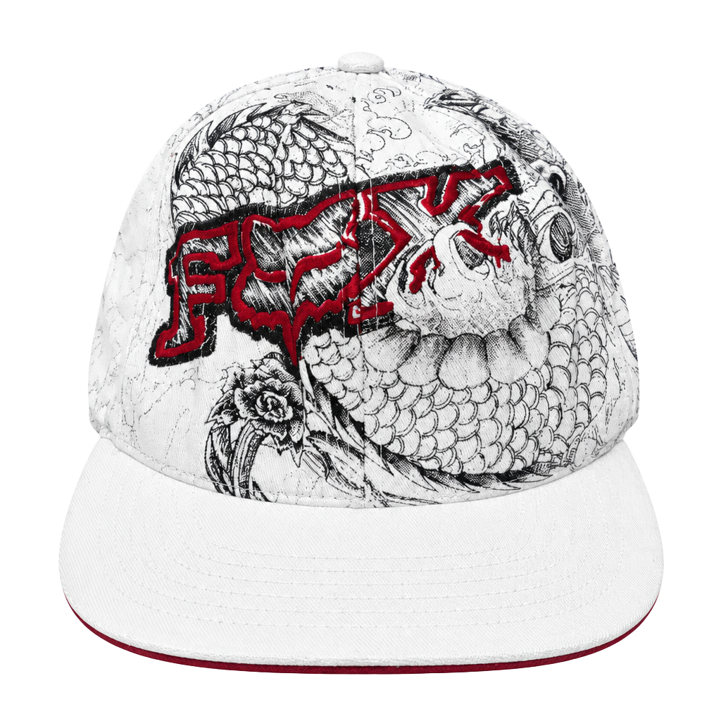Early 2000s Y2K Fox Racing Hat White Graphic Baseball Cap 1