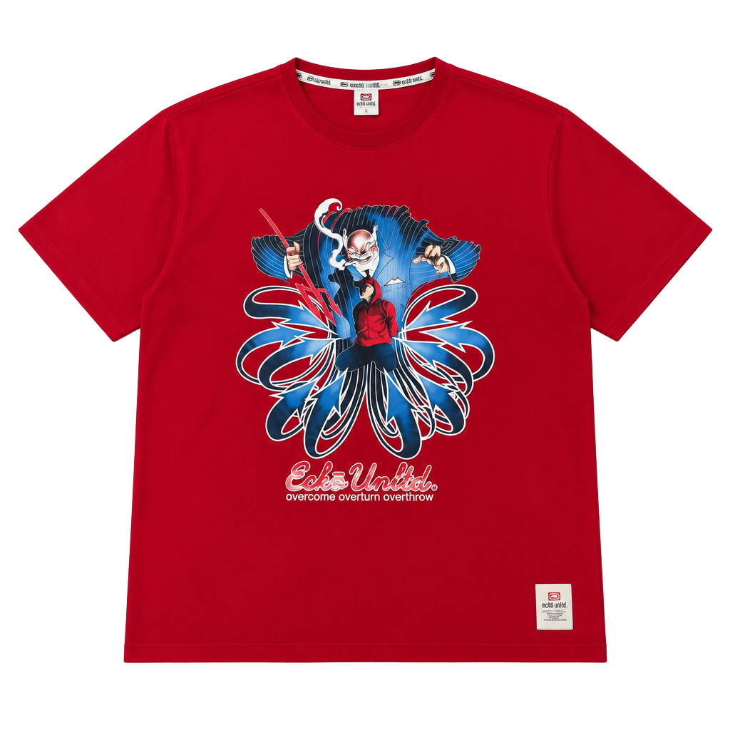 Early 2000s Y2K Ecko Unltd Graphic T-Shirt Size XL Red Overcome Overturn Overthrow 1