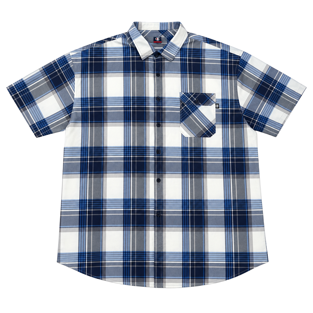 Early 2000s Ecko Unltd. Plaid Short Sleeve Button Down Shirt Size 6XB Blue White 1