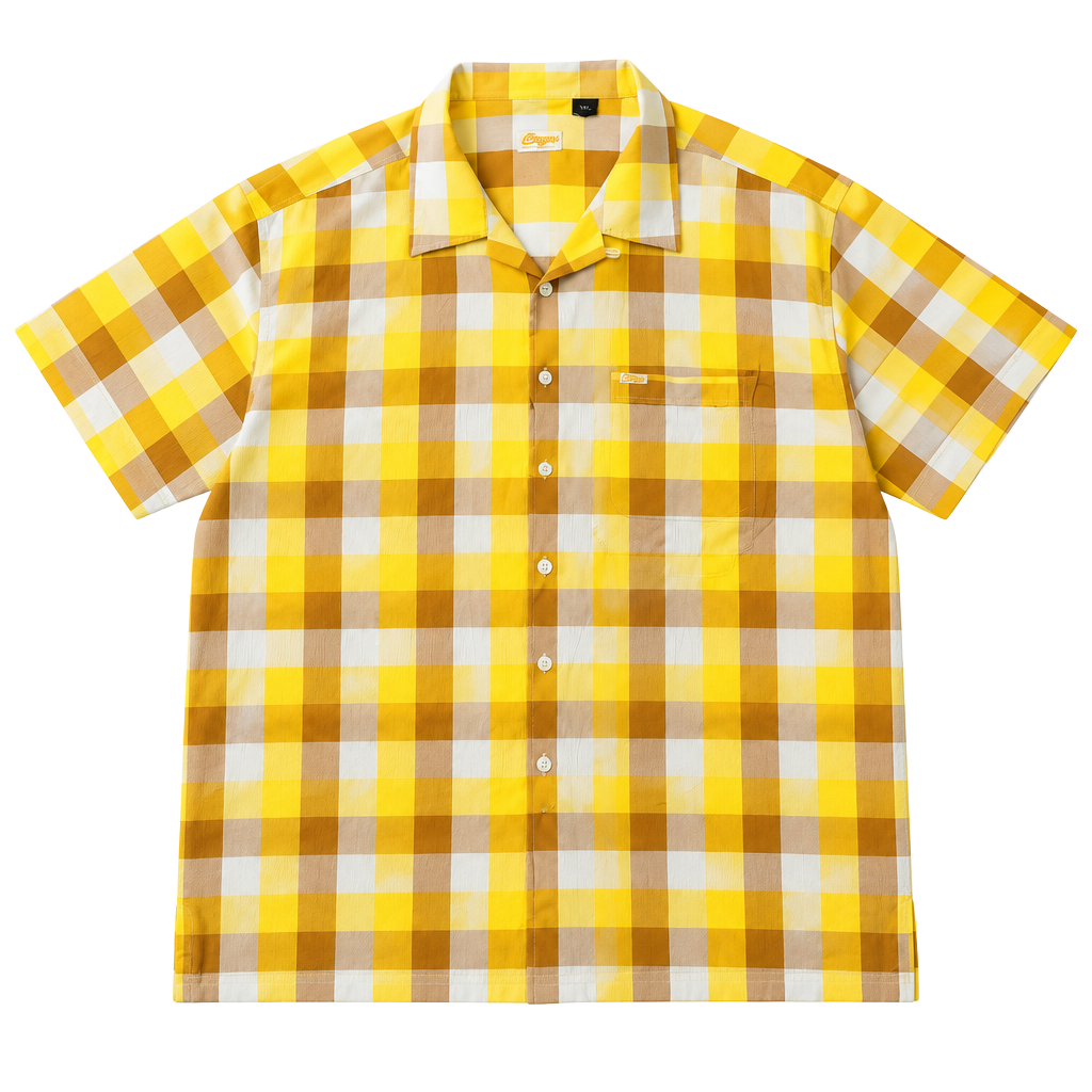 Early 2000s Yellow Enyce Plaid Short Sleeve Button Down Shirt Size XXXL Yellow Brown 1