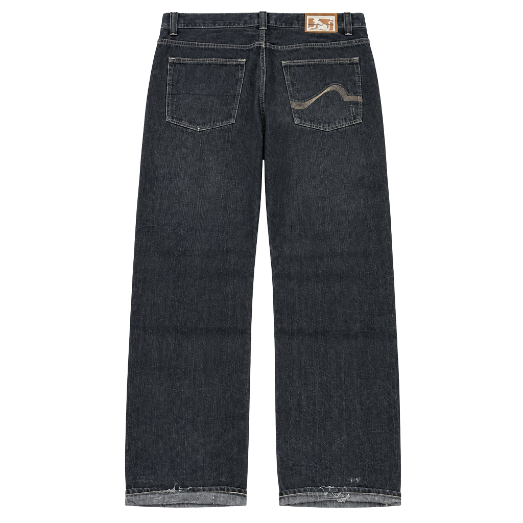Early 2000s Drunkmunky Relaxed Straight Denim Jeans 40x34 Black Distressed Y2K 1