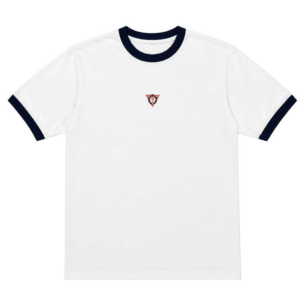 1990s Guess Athletic Ringer T-Shirt Size S White Embroidered Logo Vintage 1