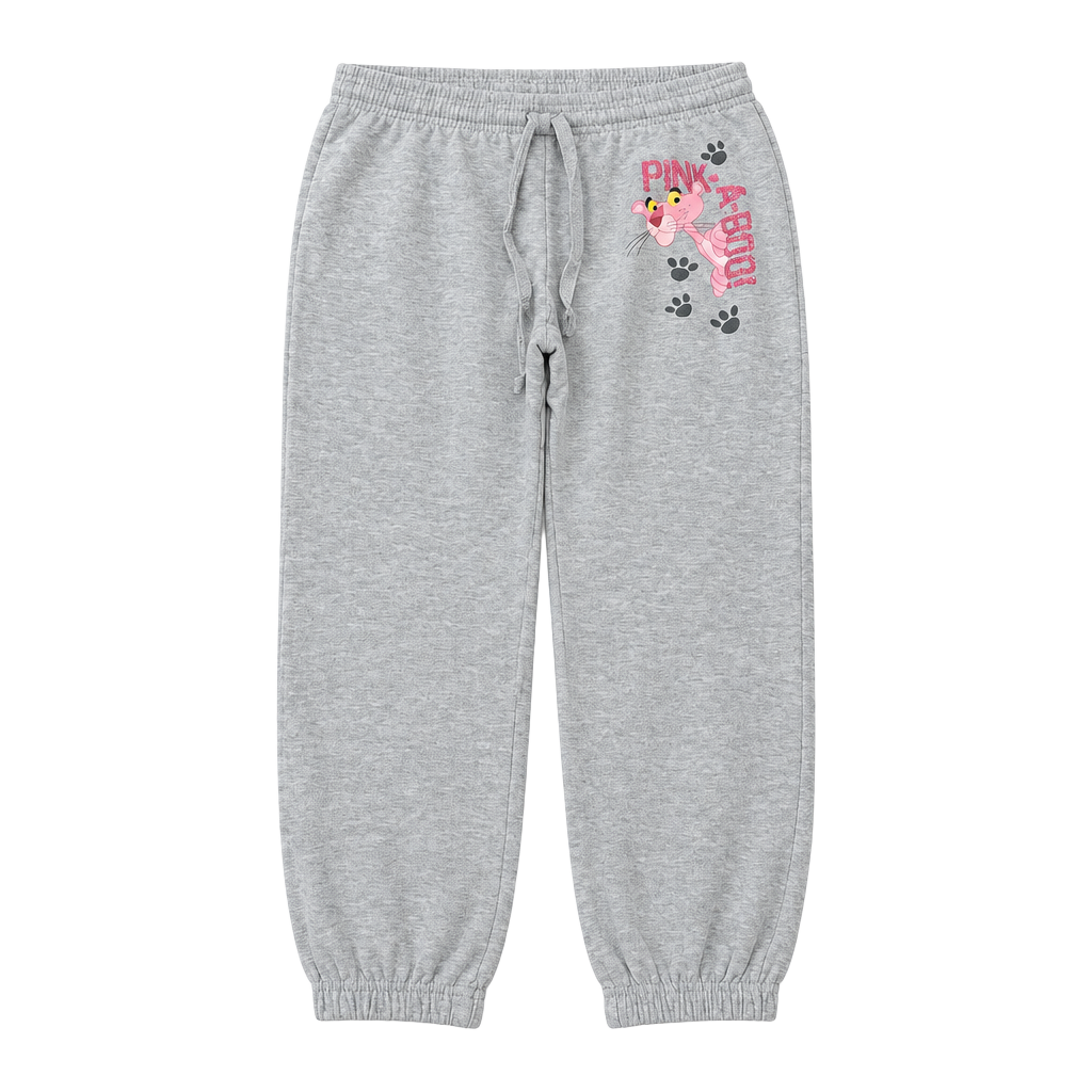 Early 2000s Y2K Pink Panther Sweatpants Size M Gray Pink-A-Boo Cuffed Lounge Joggers 1