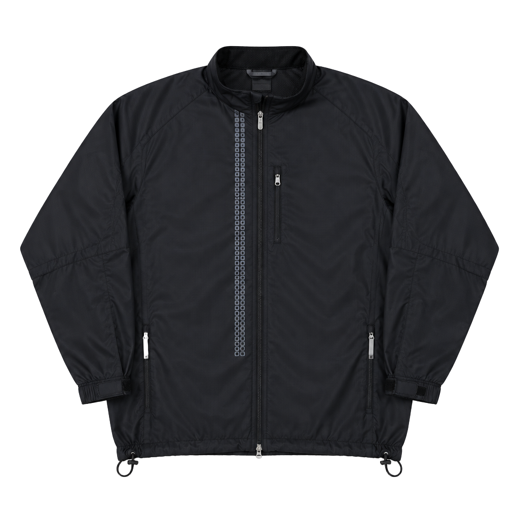 Early 2000s Digital Design Nike Windbreaker Jacket Size XL Black Full Zip Athletic 1