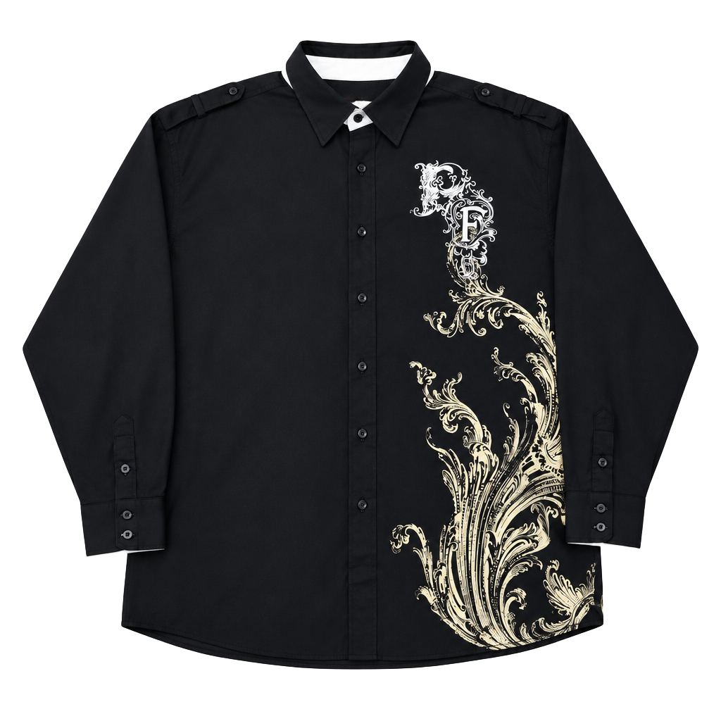 Early 2000s Phat Farm Phat Classics Long Sleeve Button Up Shirt Size 4X Black Gold 1