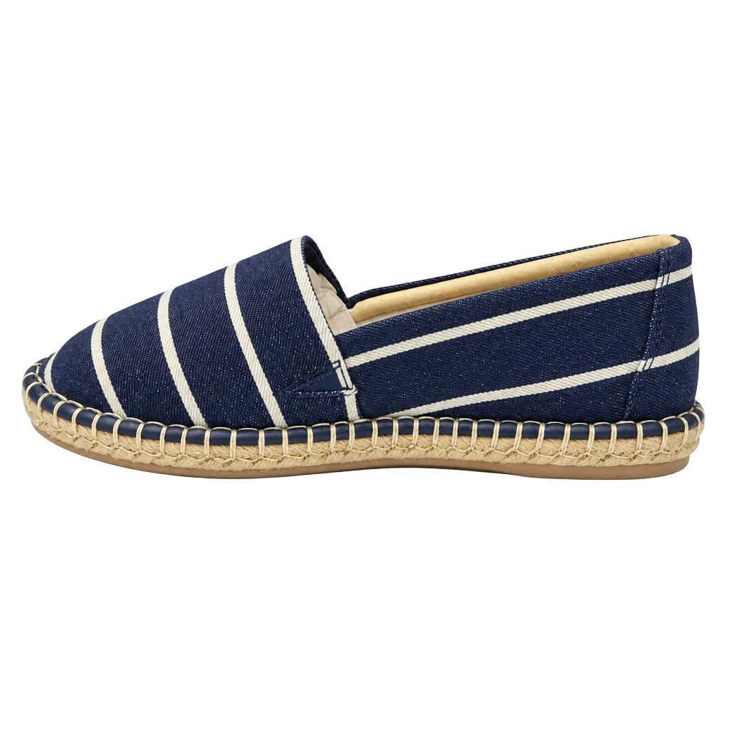 The Drop Lila Flat Espadrille Stripe Denim Size 5.5 1