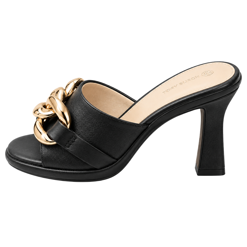 The Drop Zena Chain Link Heeled Sandal Size 7 Black 1