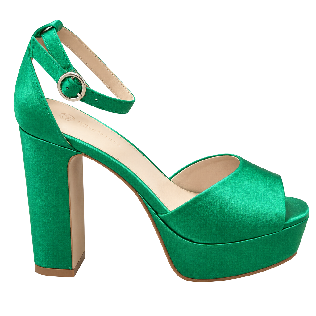 The Drop Hamalie Platform Sandal Size 6.5 Green Satin 1