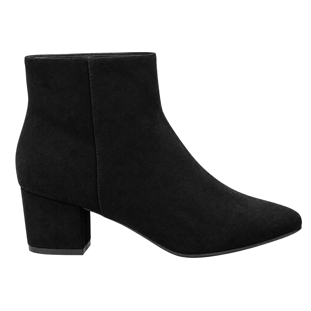 The Drop Jessi Side Zip Block Heel Ankle Boot Size 5 Black Faux Suede 1
