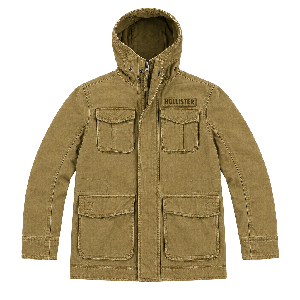 Hollister Imperial Beach Jacket Size S Brown Canvas Utility Hooded 1