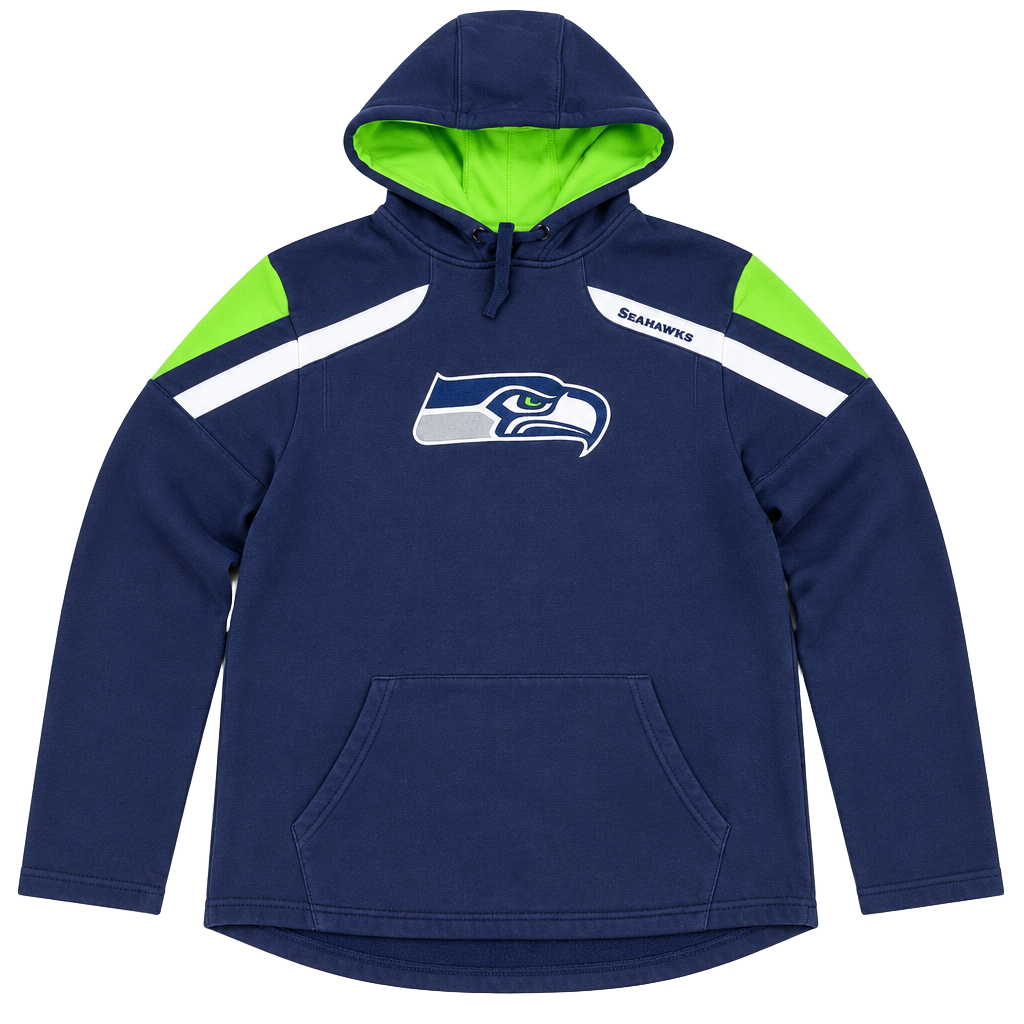 NFL Seattle Seahawks Hoodie Size M Blue Neon Green Sweatshirt 1