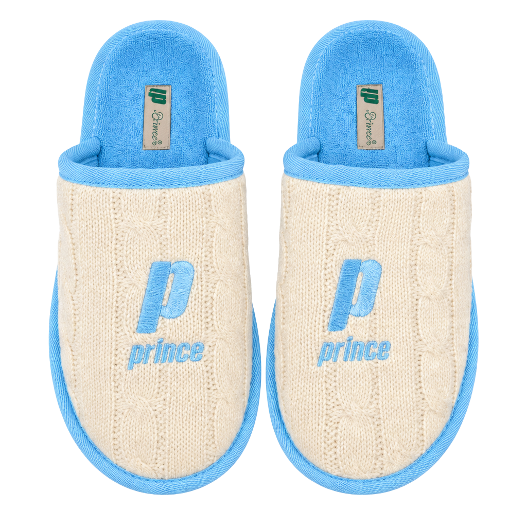 Limited Edition Prince x Brunch Essential Cable-Knit Slippers Open Back Blue Women's Size 7 1