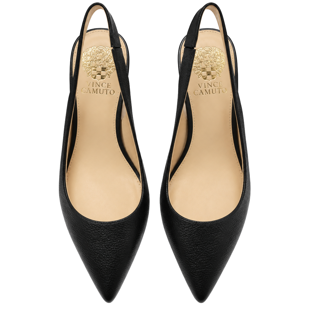 Vince Camuto Hamden Black Textured Leather Pointed Toe Slingback Pumps Size 7.5 1