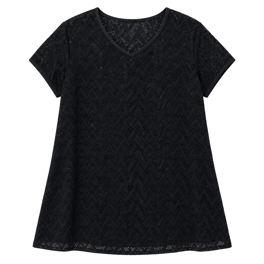 Dotti Black Crochet Swim Cover Up Top Sz 1X 1