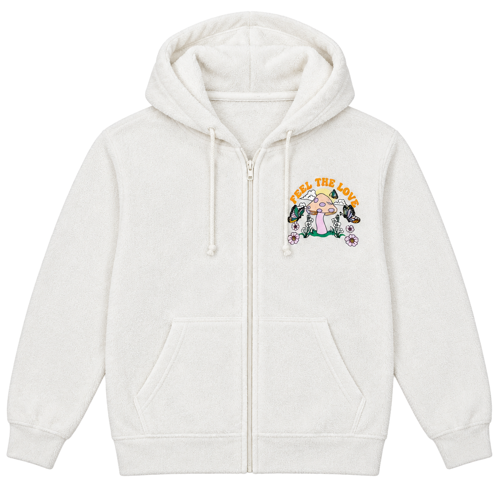 Vine and Valley Zip Up Hoodie Size XL White Feel The Love 1