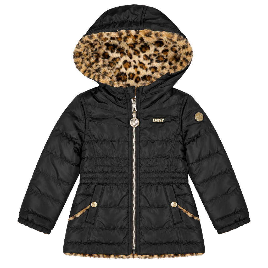 DKNY Reversible Puffer Jacket Black Leopard 1