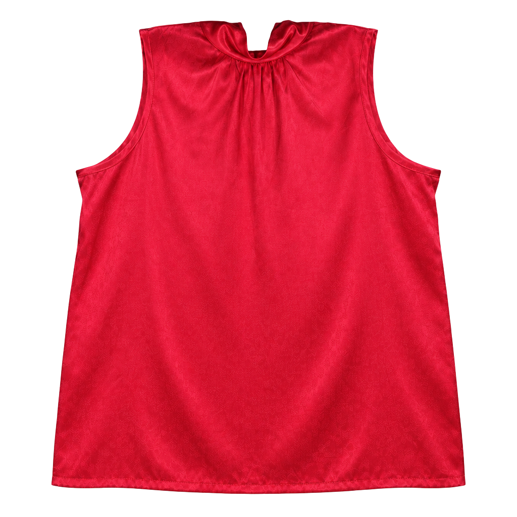 Anthony Richards Satin Blouse Red Mock Neck 1