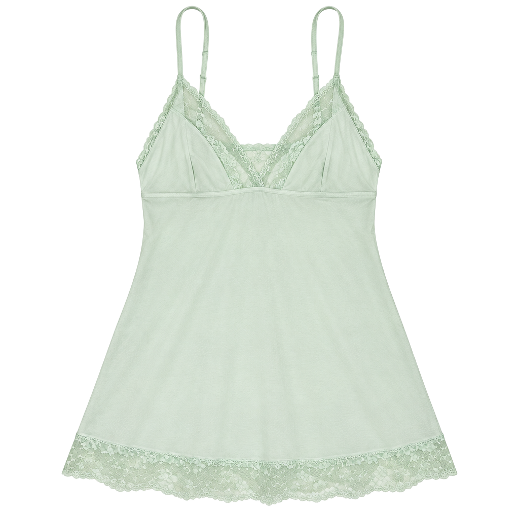 Cosmopolitan Babydoll Green Lace Chemise Nightgown 1