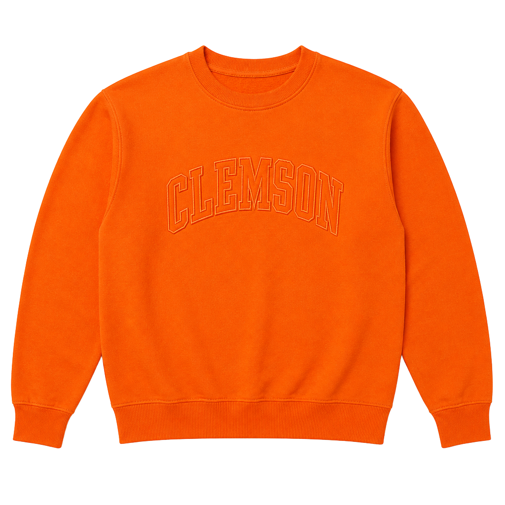 Champion NCAA Clemson Tigers Embroidered Orange Crewneck Sweatshirt 1
