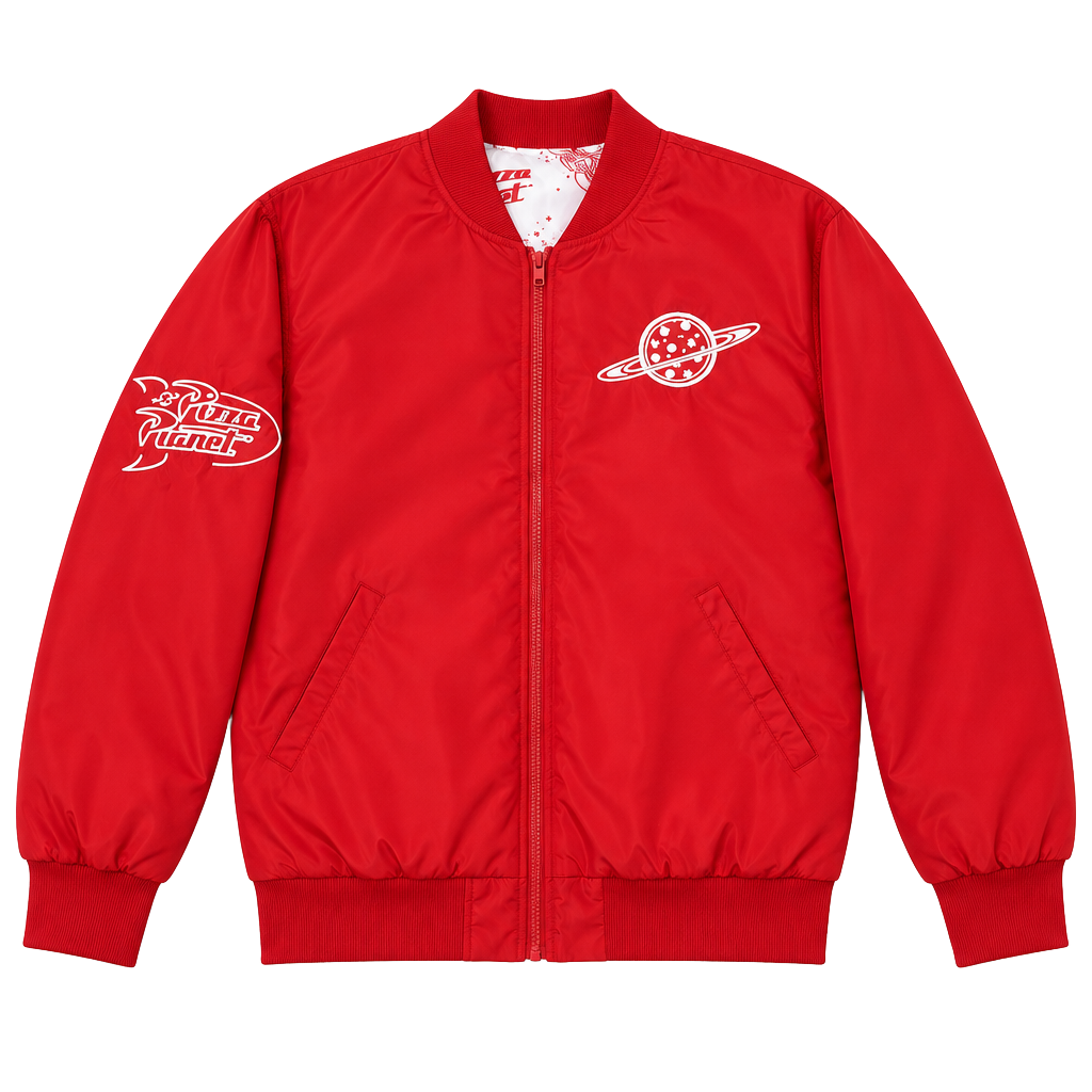 Disney Pixar Toy Story Pizza Planet Bomber Jacket Size L Red 1