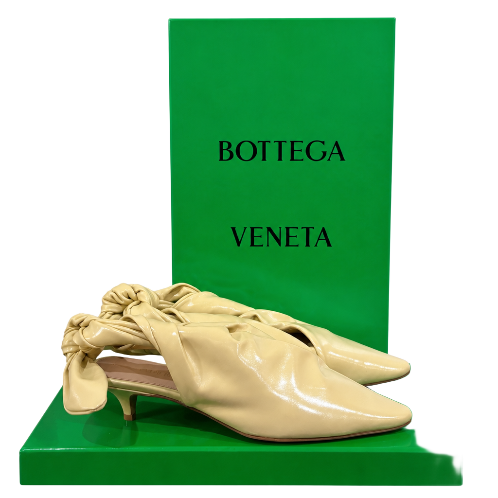 Bottega Veneta Bunnie Kitten Heel Mules in Butter Yellow 1