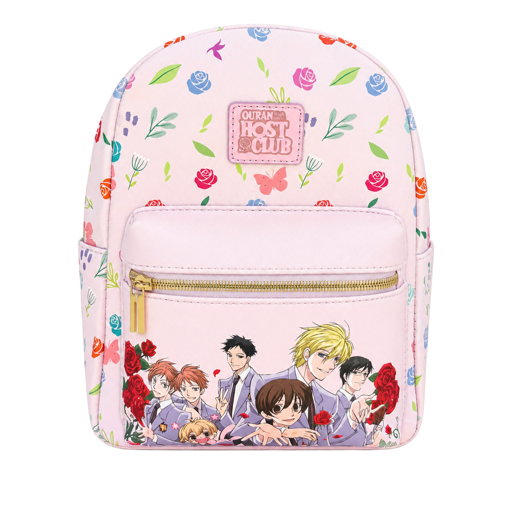 Ouran High School Host Club Pink Floral Rose Character Group Mini Backpack 1