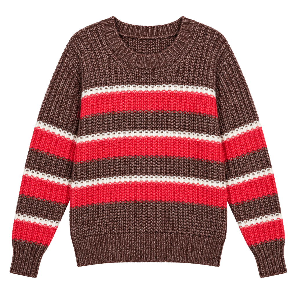 Aerie Offline Striped Knit Sweater Size M Brown Red White 1