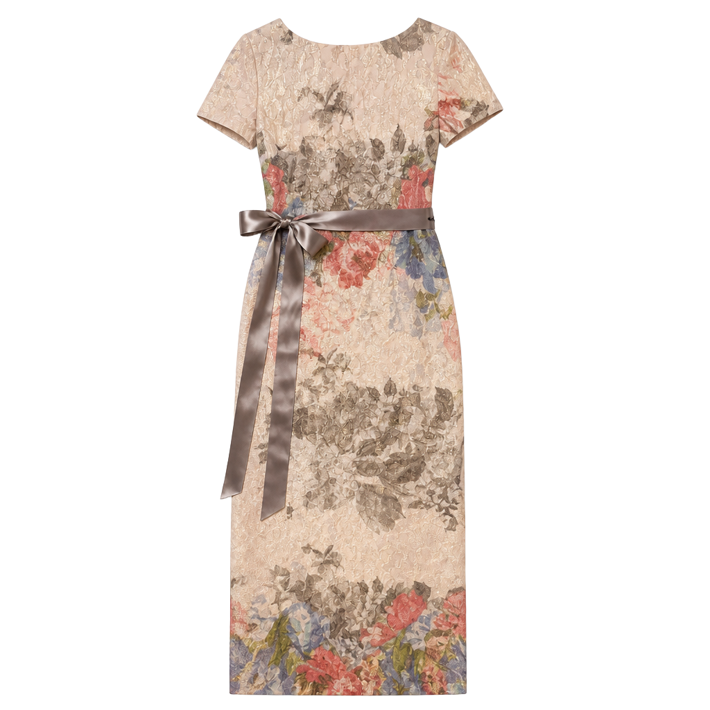 Adrianna Papell Column Gown Size 2 Floral Matelasse 1