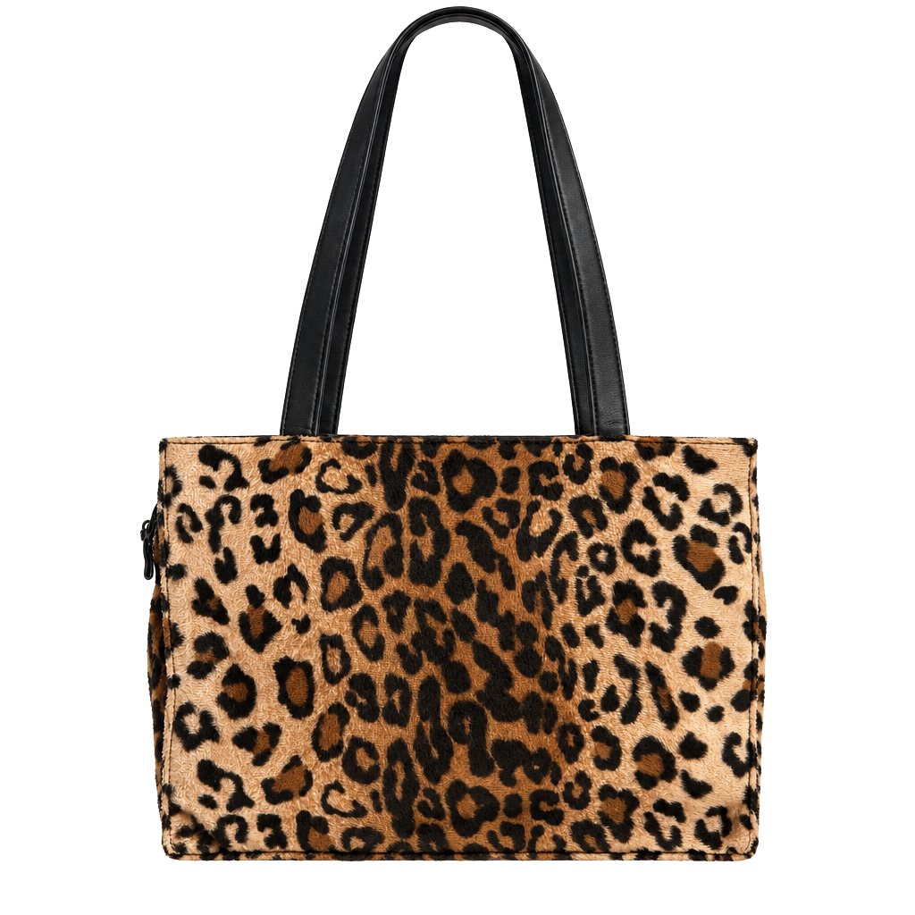 Leopard Print Faux Fur Shoulder Bag Tote 1