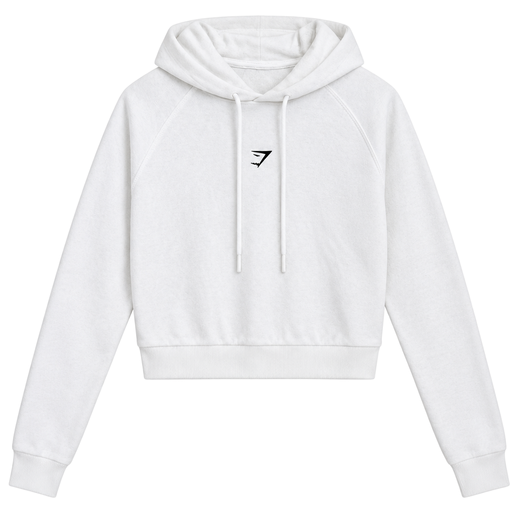 Gymshark Cropped Hoodie White 1
