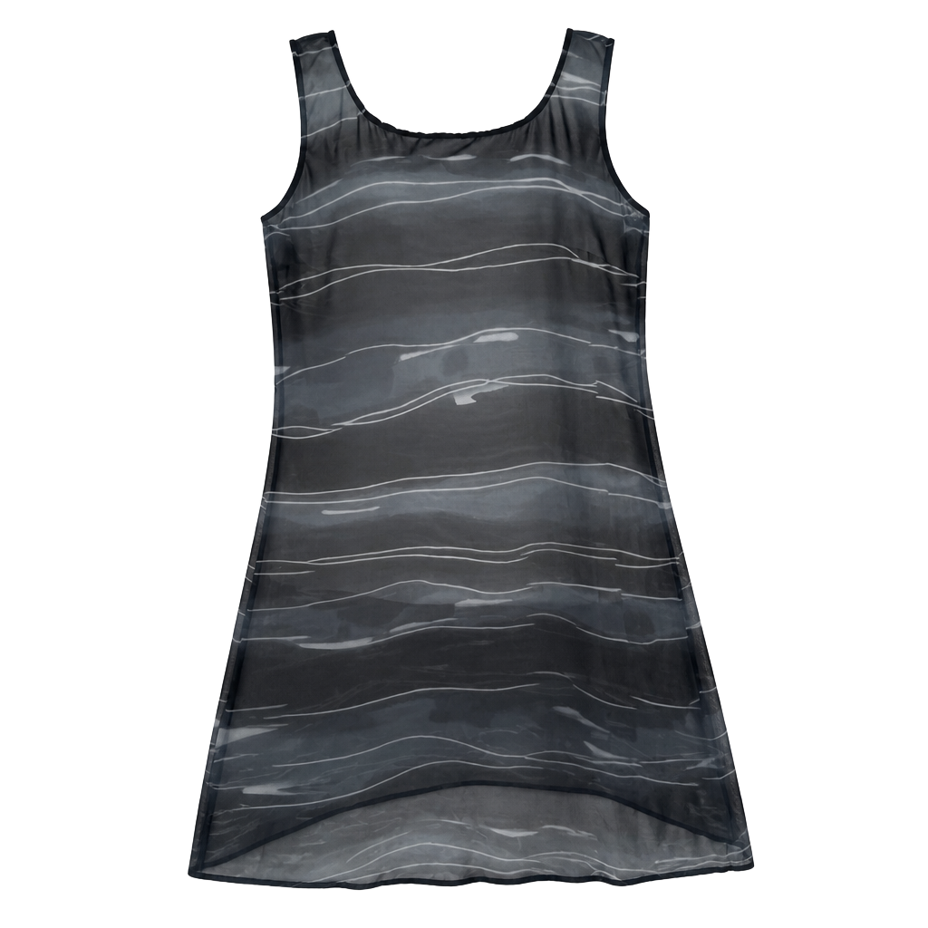 Sessa Dress Size L Black White Sheer Sleeveless Striped Mesh Midi 1
