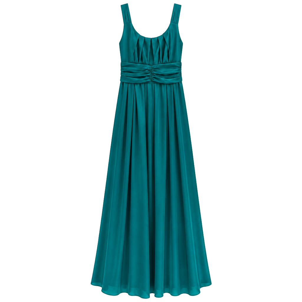 Teal Satin Evening Gown Dress 1