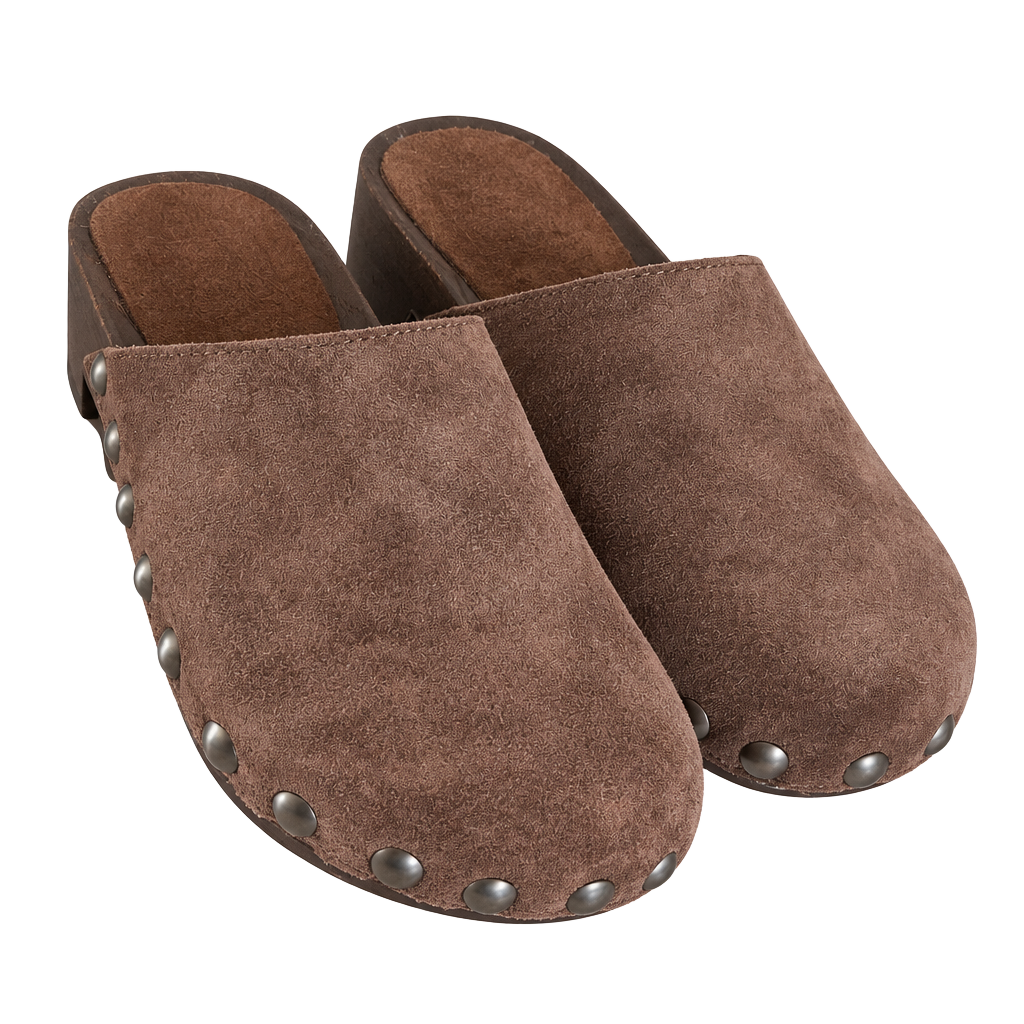 Dolce Vita Alanis Studded Suede Clogs Size 37 Brown Platform Mules 1