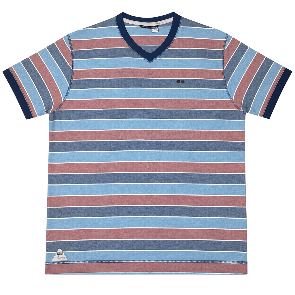 Rocawear Men’s 2XL Striped V-Neck T-Shirt Y2K Hip Hop Streetwear Cotton 1