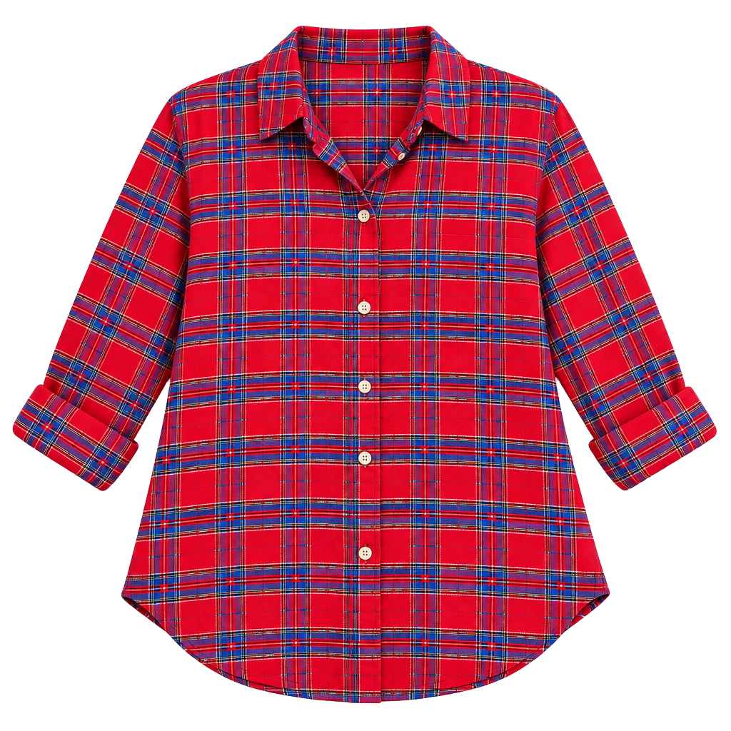 Abercrombie & Fitch Women’s XL Red Blue Plaid Button Down Flannel Shirt 1