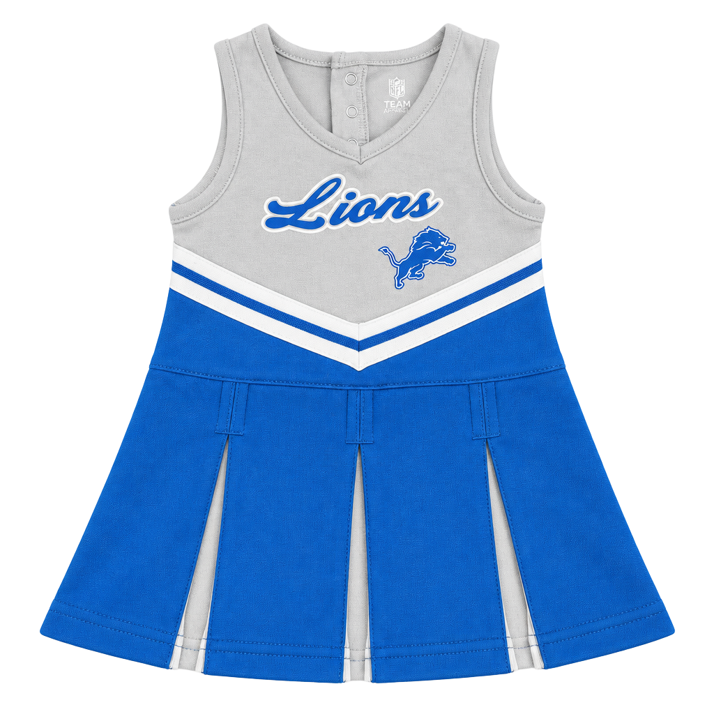 NFL Team Apparel Detroit Lions Girls 12M Jersey Dress V-Neck Blue/Gray 1