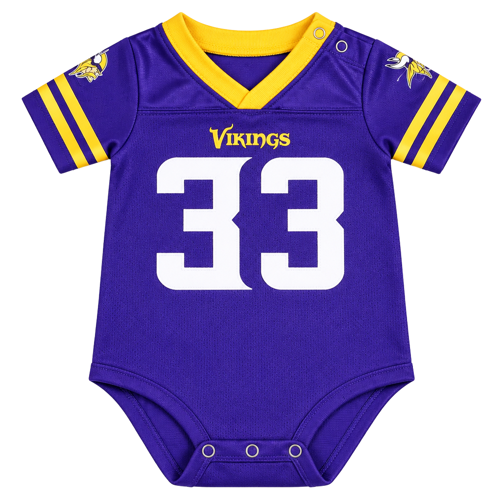 NFL Team Apparel Kids Minnesota Vikings #33 Cook Baby Bodysuit 3-6M Purple 1