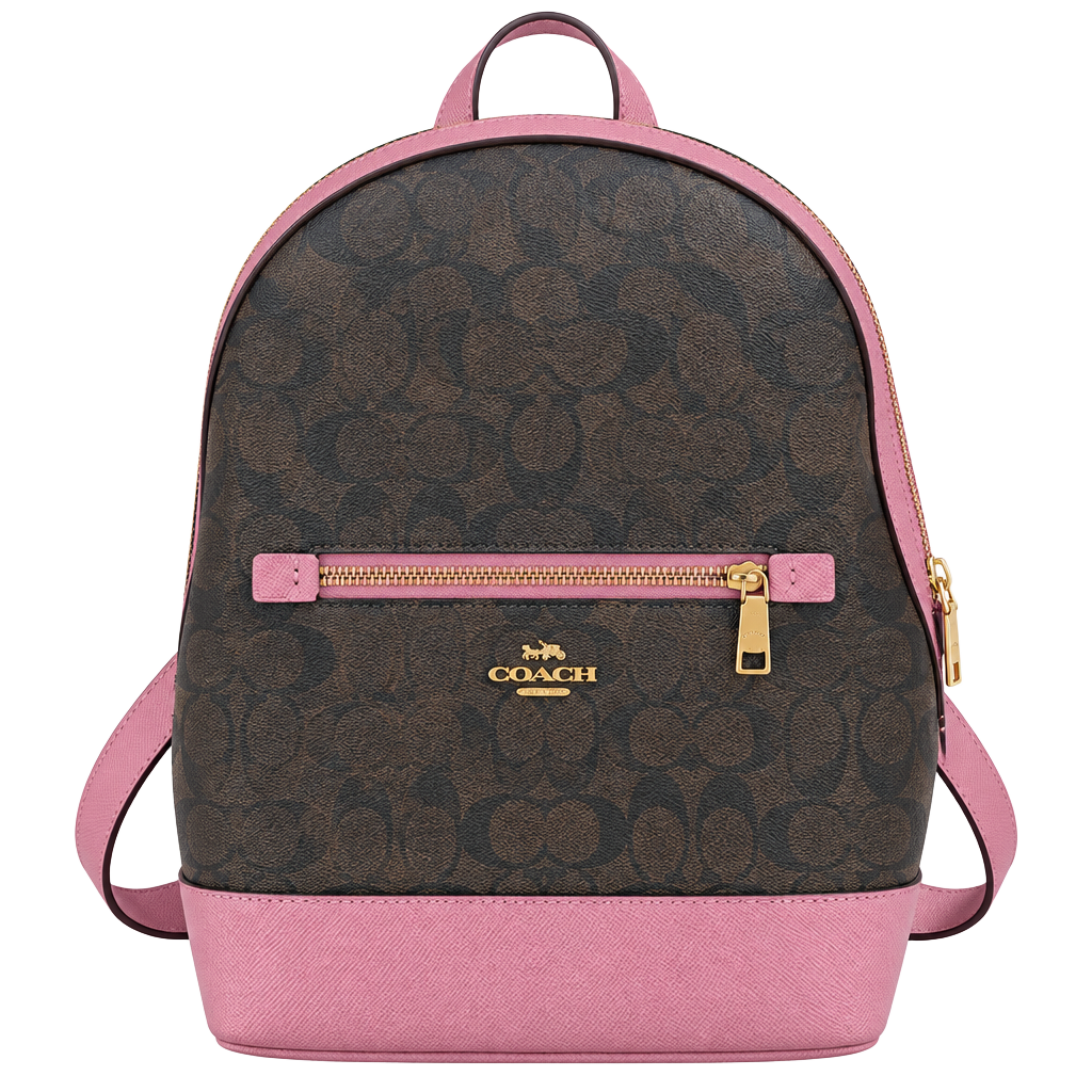 Coach Kenley Signature Canvas Backpack Brown Pink 1