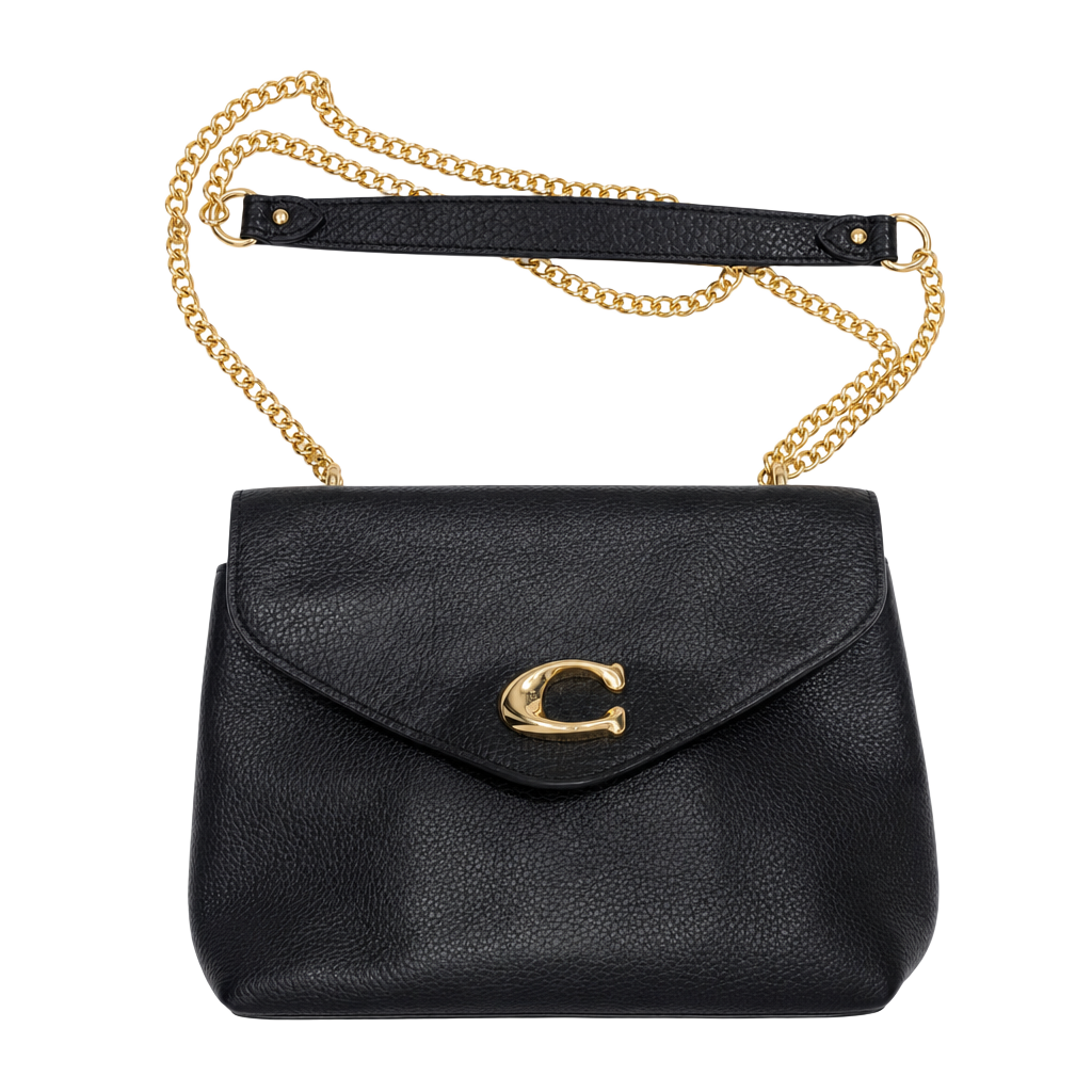 Coach Studio Shoulder Bag in Black Pebble Leather with Gold-Tone Signature C Hardware 1