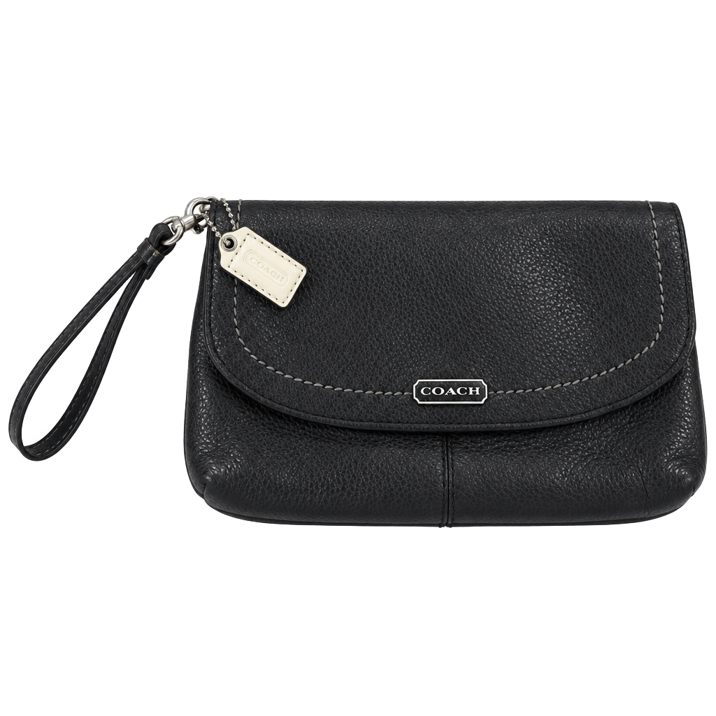 Coach Wristlet /Clutch Wallet Black Click Button Pre owned 8 Card Holders 1