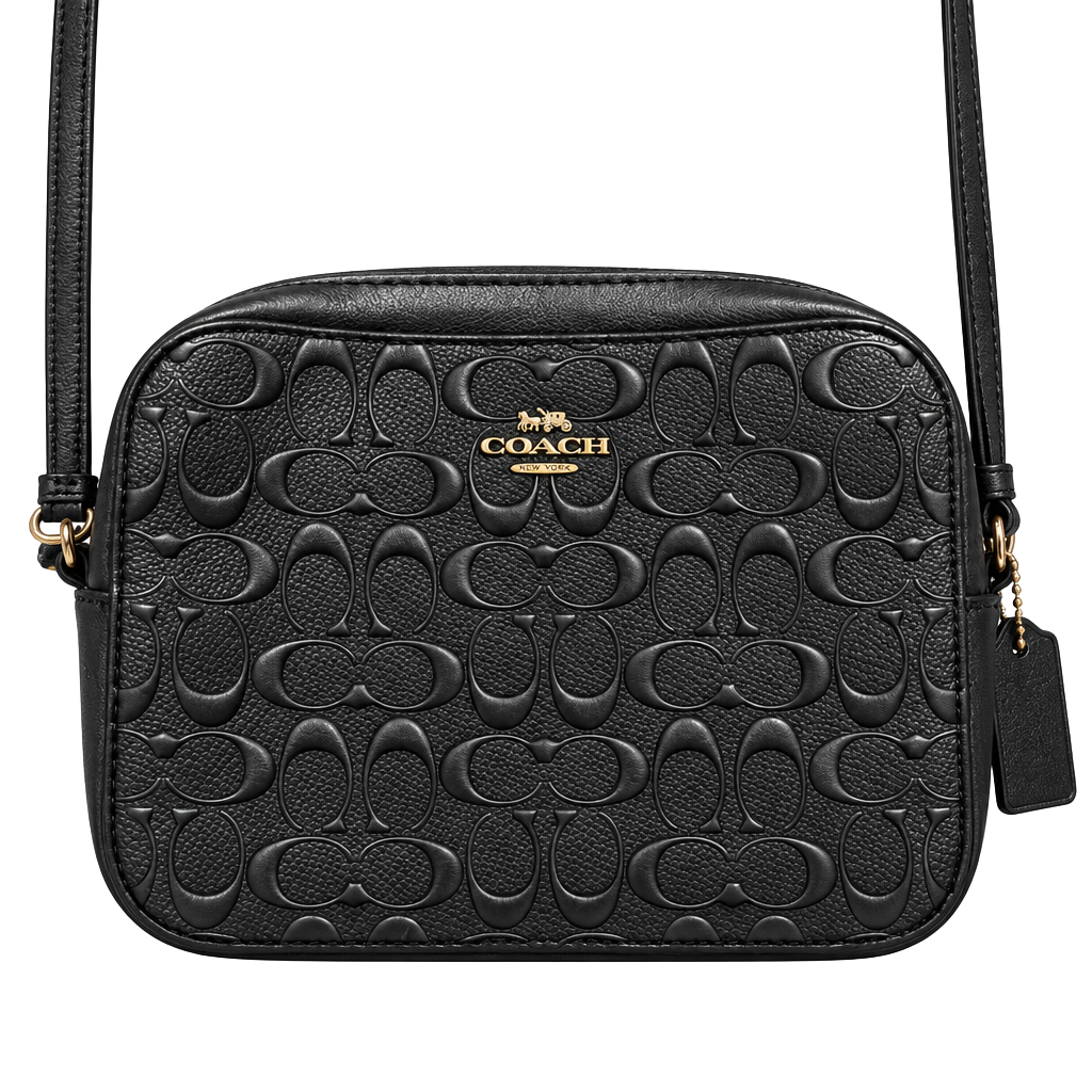 COACH Mini Jamie Camera Bag Signature Leather Black Crossbody Authentic 1