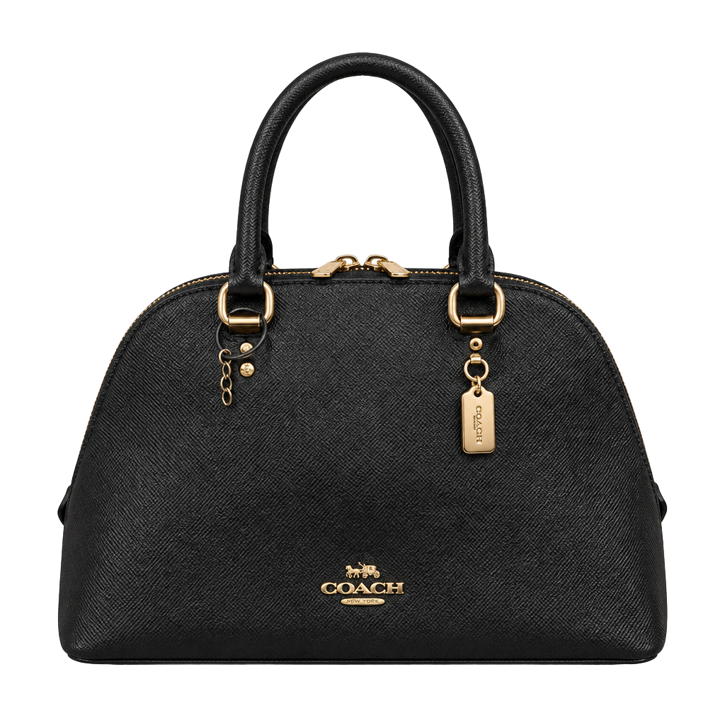 Coach Katy Satchel Black Crossgrain Leather Dome Handbag 1