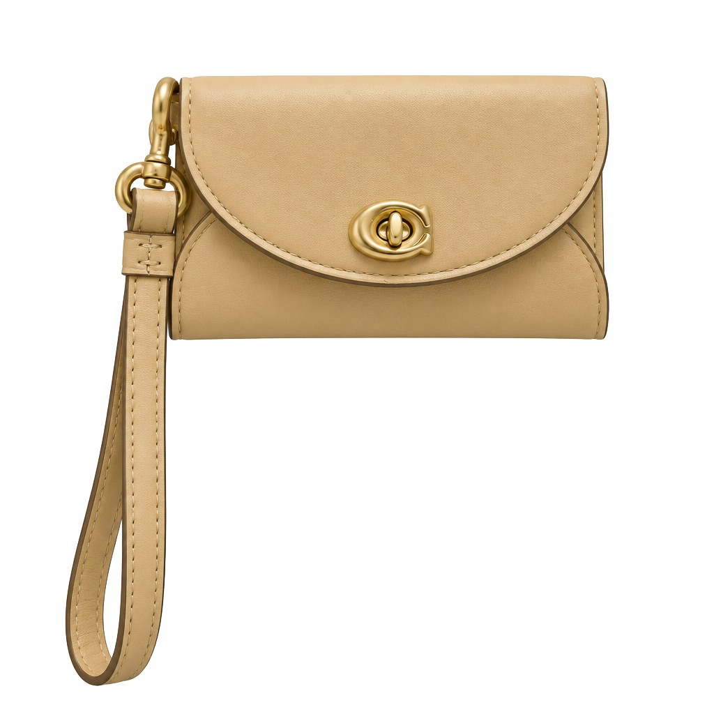 Coach Leather Turnlock Wristlet Tan New With Tags 1